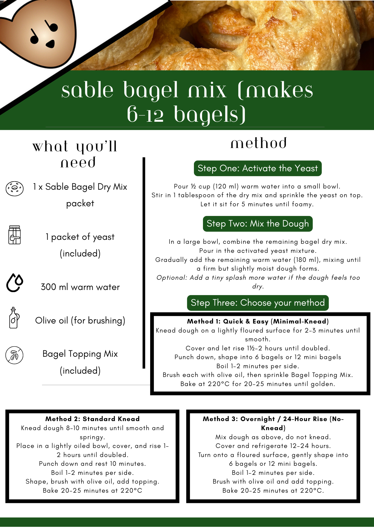 Sable Bagel Dry Mix - Makes 6-12 bagels
